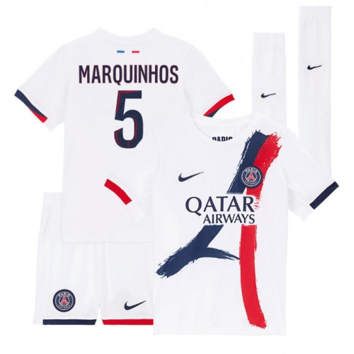 Paris Saint-Germain Marquinhos #5 Gostujuci Dres za djecu 2025-26 Kratak Rukav (+ Kratke hlače)